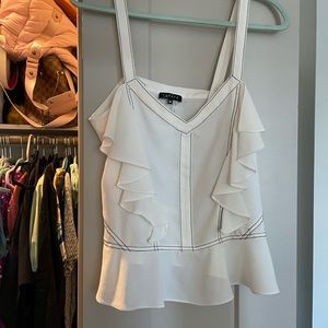 1.State ruffle white tank